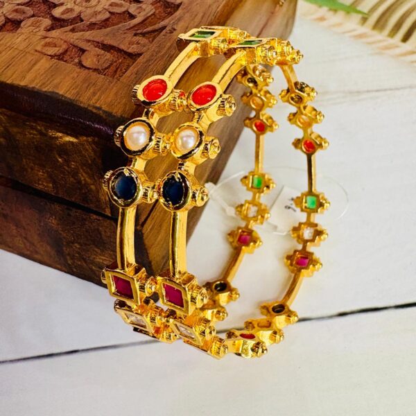 Navaratna Gold Finish Bangles - Image 2