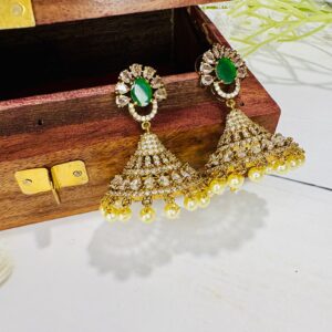 Stylish AD Jhumkas with Pearls