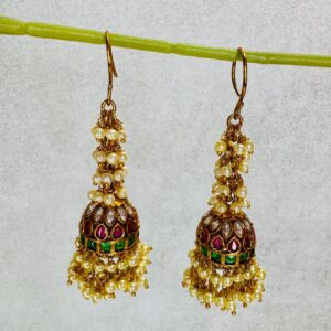 Kundan Pearl Cluster Jhumkas