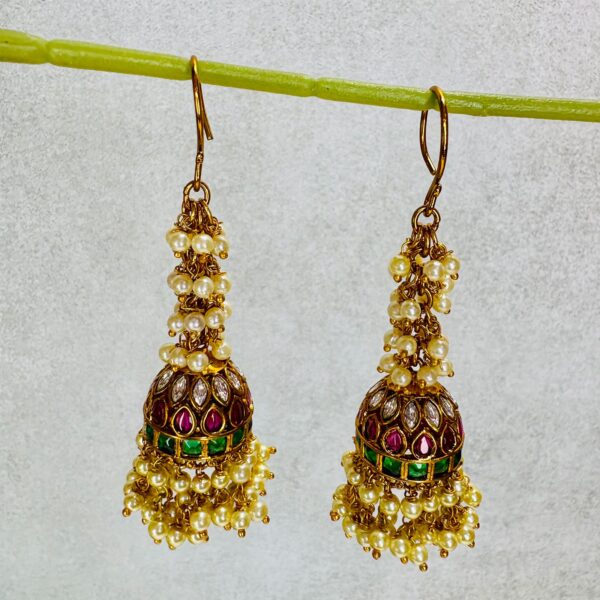 Kundan Pearl Cluster Jhumkas