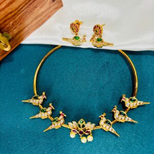 Peacock Design Kundan Hasli