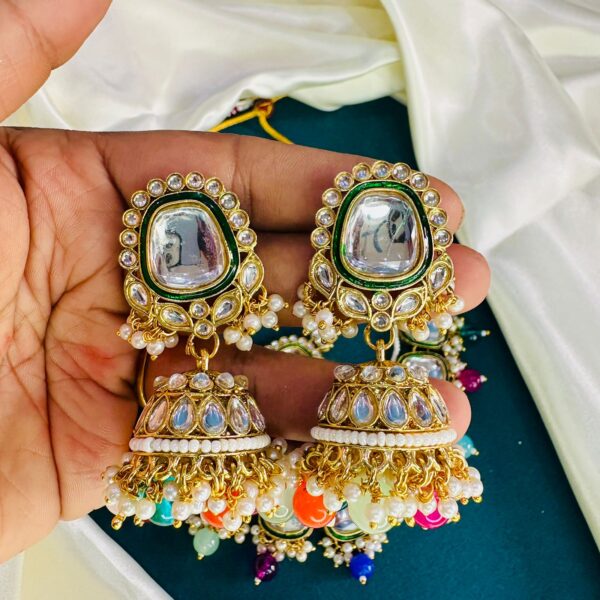 Premium Kundan Necklace Set with Maang Tikka. - Image 2