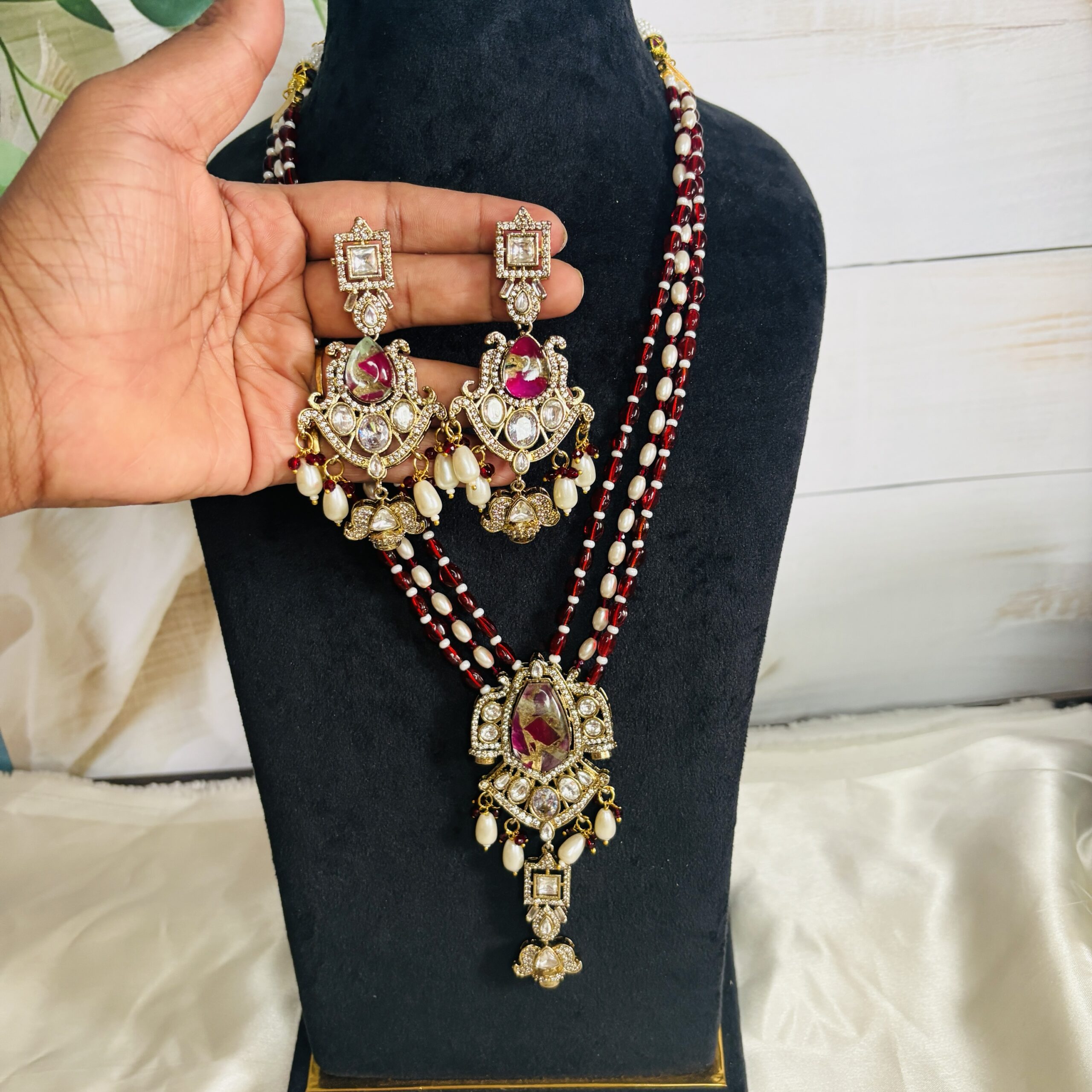 Royal Firestone Beaded Long Harem Set