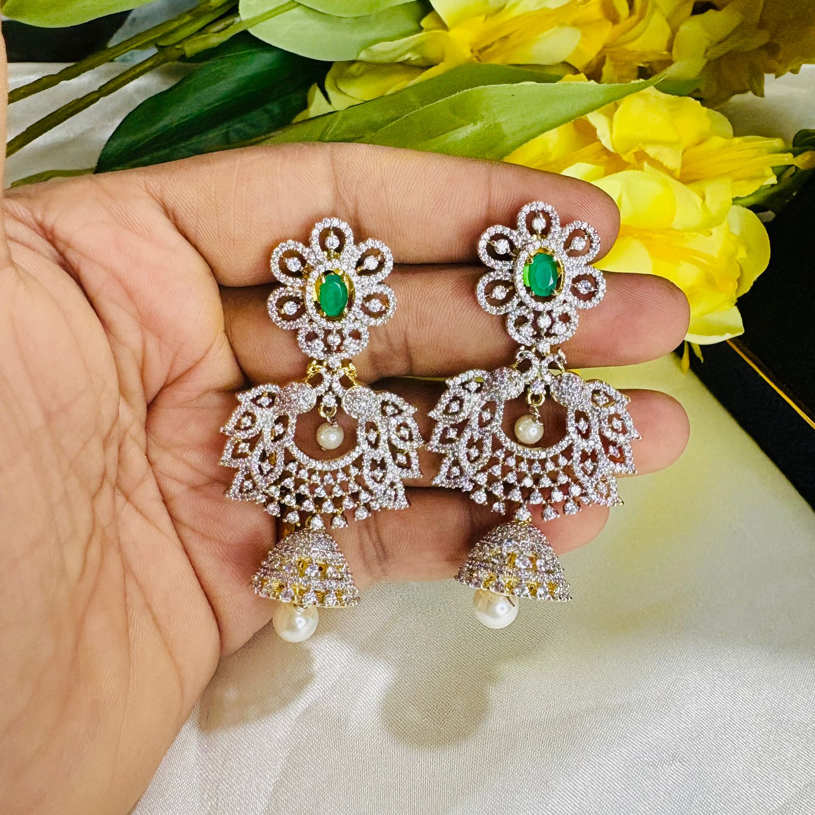 AD Stone Jhumka Earrings